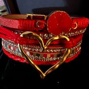 Red and Gold Heart Bracelet